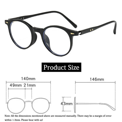 Personality Simple Round Glasses Frame Men Women Ultralight TR90 Rivet Frame Anti Blue LIight Transparent Lens Optical Eyewear