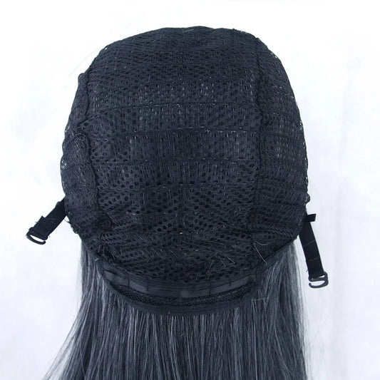 80cm Long Synthetic Hair White Purple Cosplay Wigs Party Black Hair for Women Straight Wig Hairpiece