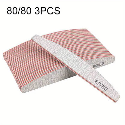1/3/5/10Pcs Professional Nail File 80/100/150/180/240 Sandpaper Strong Thick Sanding Half Moon Lime nail accessories and Tools