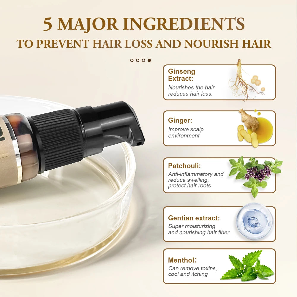 PURC Hair Growth Oil Ginger & Ginseng Essence Nourishing Scalp Treatment Hair Loss Care Products Men Women Grow Hair Oils 20ml