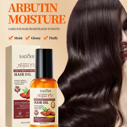 80ml Argan Oil Hair Care Essential Oil, Conditioner, Contains Argan Extract, Refreshing and Non-Greasy, Easy to Absorb, Cares for Hair, Moisturizes Dry and Frizzy Hair, Makes Hair Silky and Easy to Comb, Suitable for Dry Hair