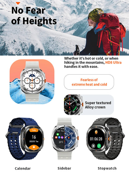 SOS Watch 7 Ultra GPS Compass Smart Watches Outdoor Sports BT Call Smartwatch Men Women IP68 Waterproof 3D Menu Health Monitor