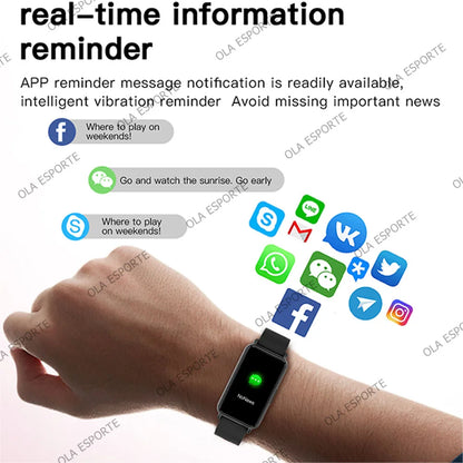 For Android IOS Smart Bracelet Women Smartwatch Men Heart Rate Blood Oxygen Waterproof Sport Smart Band Watch For Ladies +Gift