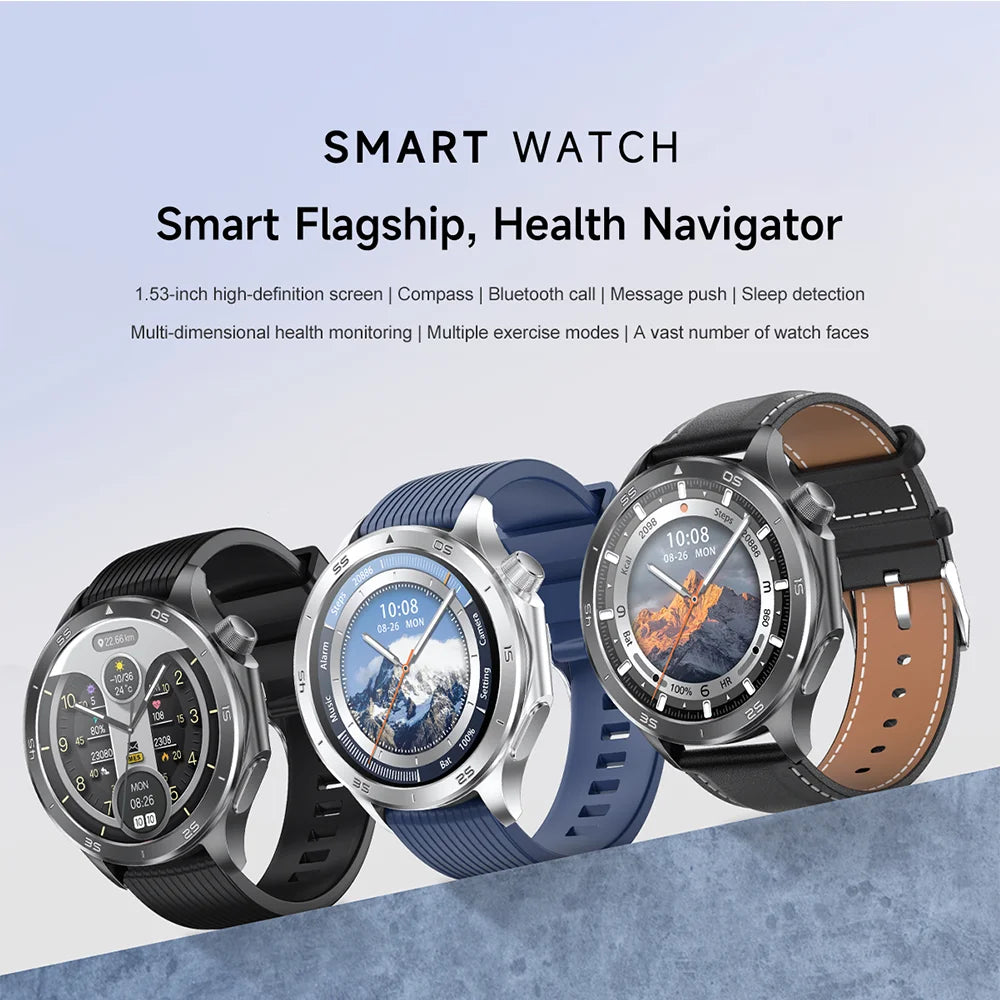 2025 New For OPPO X2 Men's Smartwatch IP67 Waterproof Compass Sports Partner Message Push Bluetooth Call Music Smart Watch