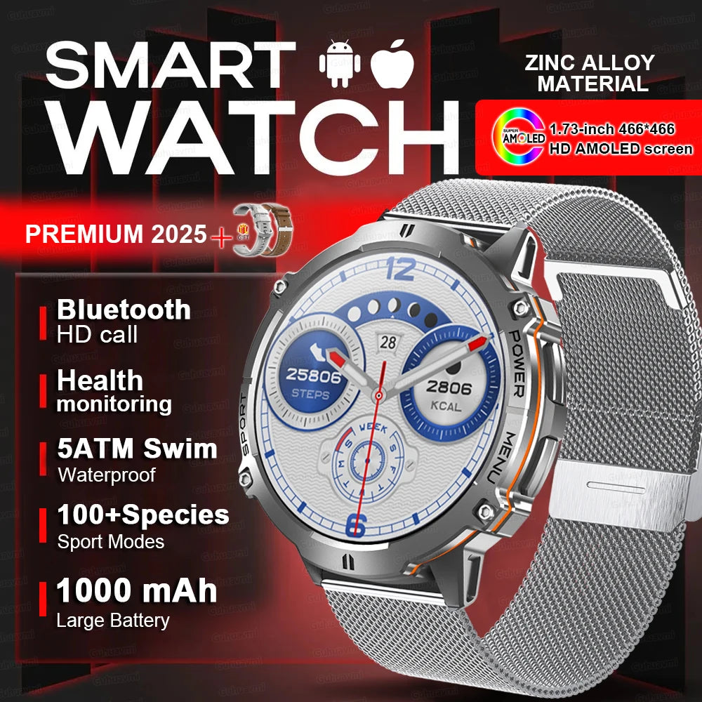 2025 New Military T-Rex 3 Bluetooth Call Smart Watch GPS Compass Barometric Altimeter 10ATM Waterproof Sports Smartwatches Men