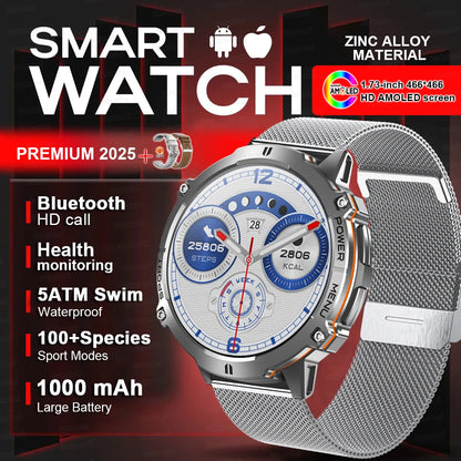 2025 New Military T-Rex 3 Bluetooth Call Smart Watch GPS Compass Barometric Altimeter 10ATM Waterproof Sports Smartwatches Men