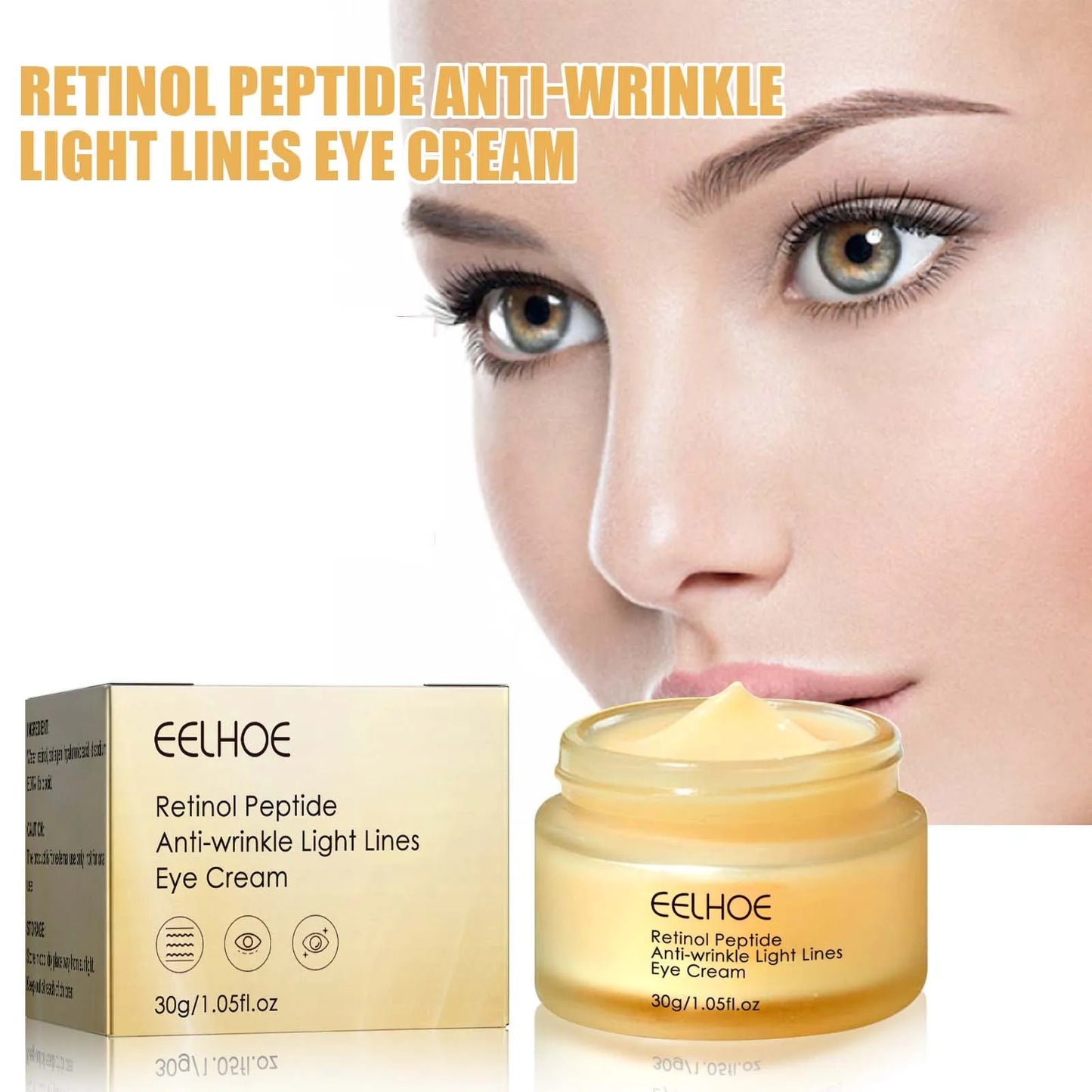 Retinol Peptide Eye Cream Reduce Dark Circles Eye Bag Remover Improve Puffiness Fade Eyes Fine Lines Brighten Eye Cream