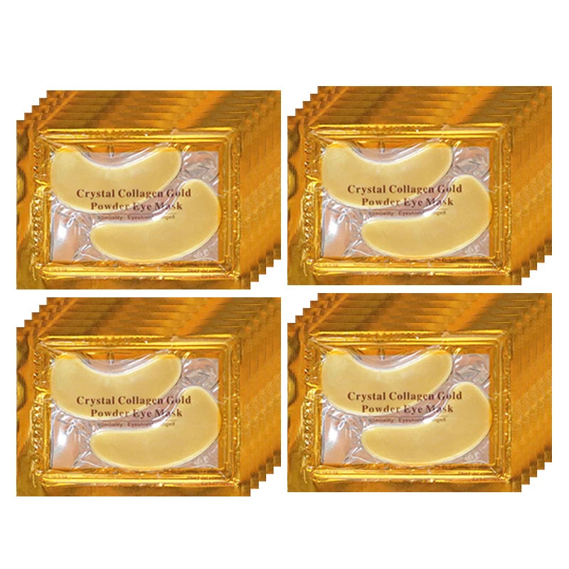 10/20pcs Golden Crystal Collagen Eye Mask Anti Dark Circle Anti-Aging Moisturizing Pink Lip Mask Eyes Lips Travel Size Skin Care