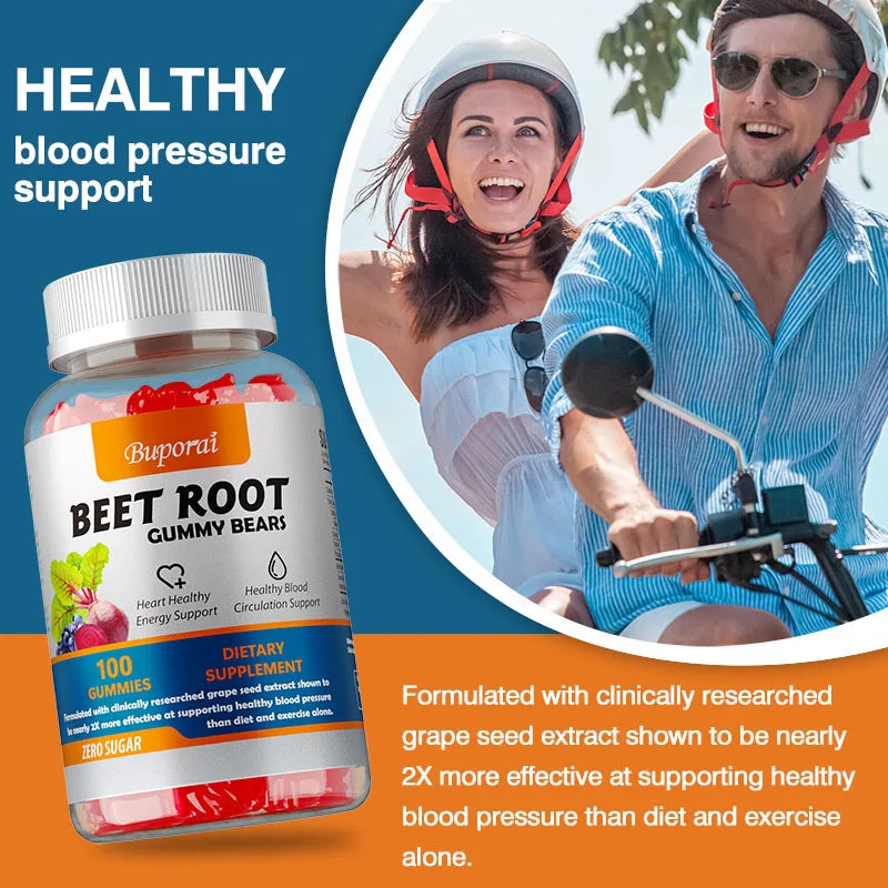 Beet Root Gummies - Supports Heart Health, Improves Circulation, Maintains Energy Levels, Vegetarian, Gluten-free