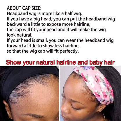 Short Headband Wigs Human Hair Malaysian Kinky Curly Human Hair Wigs Full Machine Headband Wigs For Women Curly Hair Wig