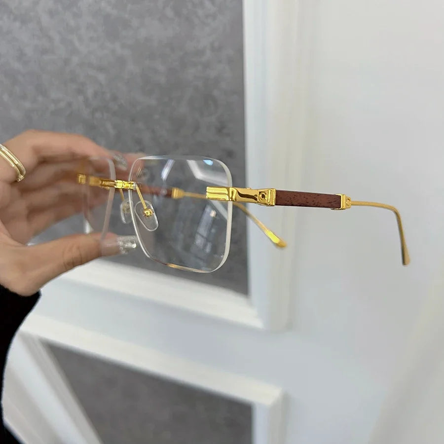 Fashion Luxurious Square Eyeglasses Frames Women Men Transparent Clear Brand Designer Optical Rimless Lovely Oculos