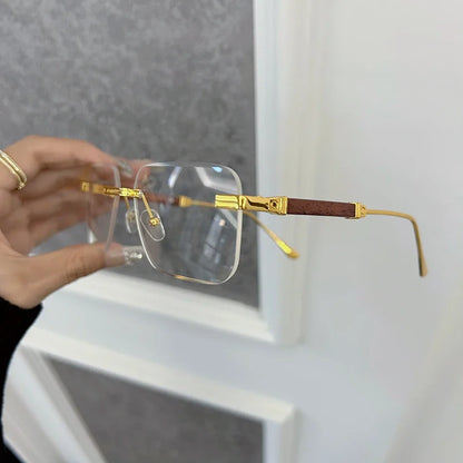 Fashion Luxurious Square Eyeglasses Frames Women Men Transparent Clear Brand Designer Optical Rimless Lovely Oculos