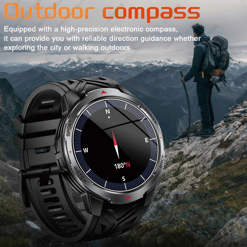 1100mAh Super Capacity Battery Military Outdoor Smart Watch Men 1.7inch Screen Compass Bluetooth Call 3ATM Waterproof SmartWatch