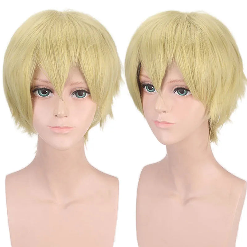 New Concubine Synthetic Bob Men's Short Straight Hair Cover Fake Cosplay Wig Ombre Green Black Blue Blonde Hairpiece