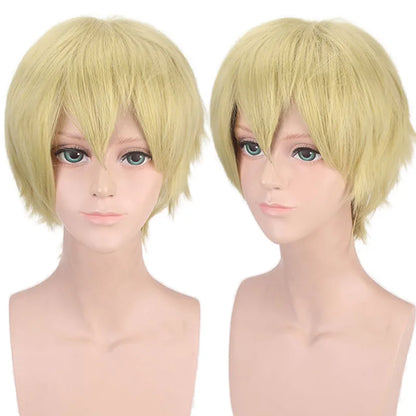 New Concubine Synthetic Bob Men's Short Straight Hair Cover Fake Cosplay Wig Ombre Green Black Blue Blonde Hairpiece