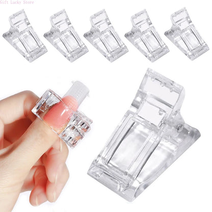 1/5/10Pcs Acrylic Nail Clip Transparent Gel Building Tips Clips Finger Nail Polish Extension UV Clamps Manicure Art Builder Tool