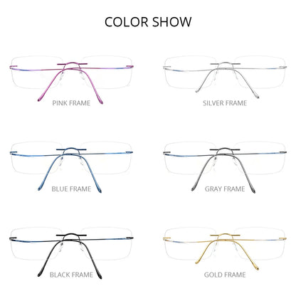 FONEX B Titanium Glasses Frame Men New Brand Design Rimless Square Eyeglasses Frameless Women Ultralight Japanese Eyewear 85634
