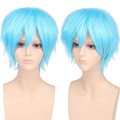 New Concubine Synthetic Bob Men's Short Straight Hair Cover Fake Cosplay Wig Ombre Green Black Blue Blonde Hairpiece