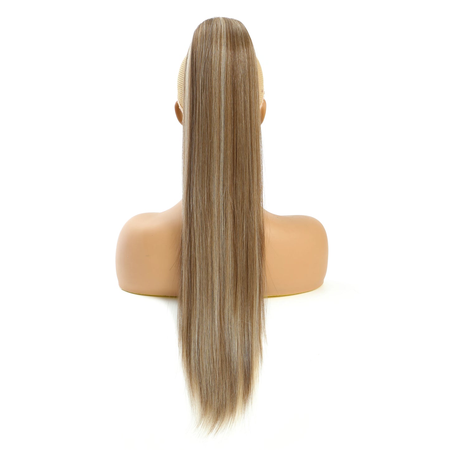 Straight Black Ponytail Blond 27/613 Hair Extensions With Clip Brown 28Inches Ombre Piano Color Heat Resistant Synthetic Hair