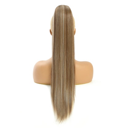 Straight Black Ponytail Blond 27/613 Hair Extensions With Clip Brown 28Inches Ombre Piano Color Heat Resistant Synthetic Hair