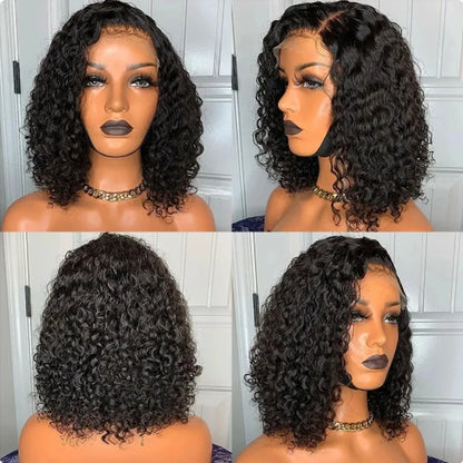 ISHINE Loose Deep Wave Glueless 13x4 Ready to Wear Lace Closure Wig 180% Pre Plucked Water Curly Transparent Human Hair Wigs
