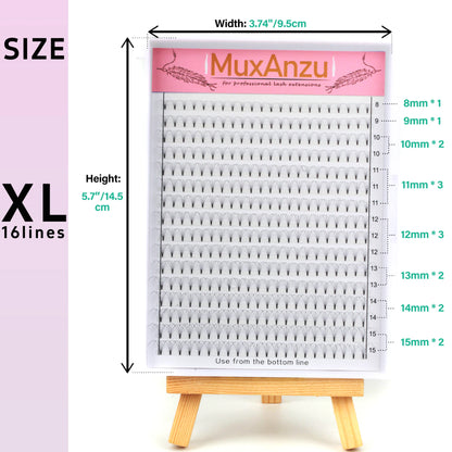 MuxAnzu Eyelash Extension Premade Lash Fans Short Stem Ultra Dark Black 3D/4D/5D/6D Makeup Wide Russian Volume cils