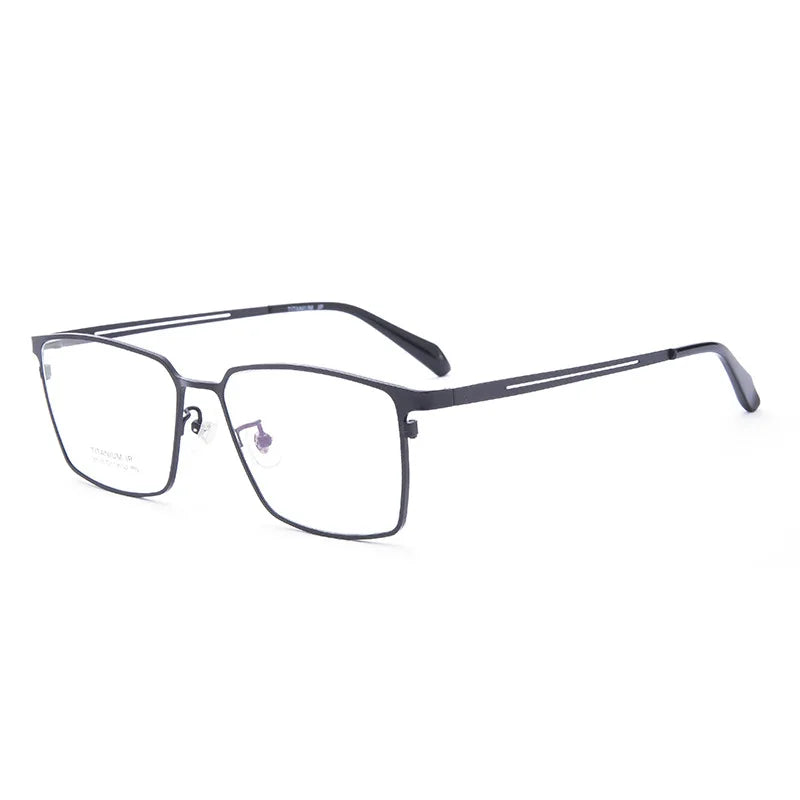 55-17 Men's Pure Titanium  Glasses Retro Frame Ultra-light Large Face Non-prescription Glasses  Anti-blue Light Reading Glasses