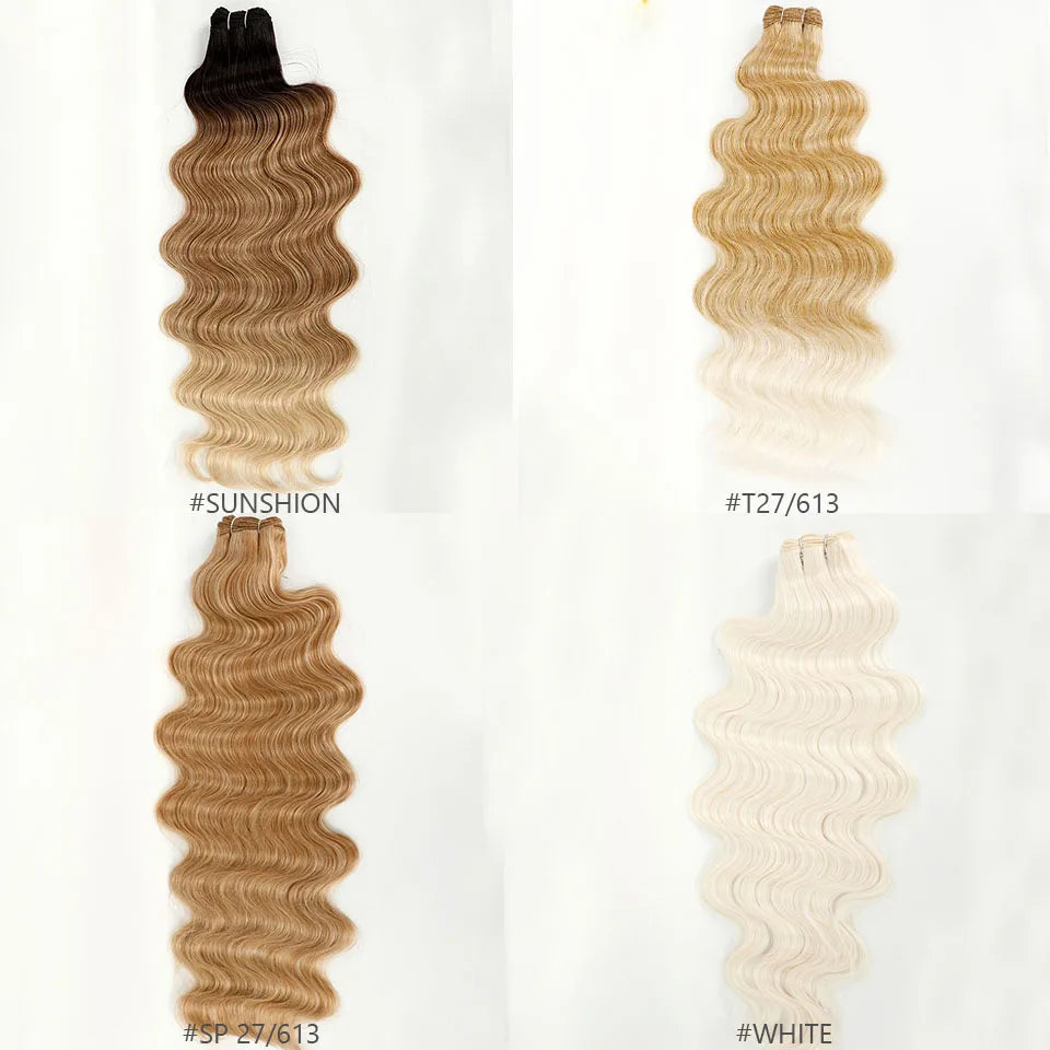 30Inches 200Grams Magicae Highlight Ombre Orange Brown Extensions Body Wave Hair Weave Bundles High Temperature Synthetic Hair