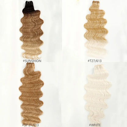 Magicae Blond 27/613 Highlight Ombre Brown High Temperature Synthetic Body Wave Ponytail 30Inch 200g Hair Extensions Wavy Bundle
