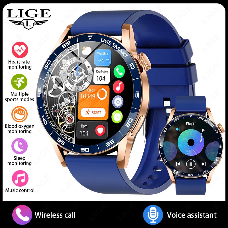 LIGE Men Fashion HD Screen Outdoor Sports Fitness Heart Rate Smartwatch 2025 New Bluetooth Call Waterproof Smart Watch Women