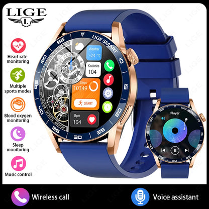 LIGE Men Fashion HD Screen Outdoor Sports Fitness Heart Rate Smartwatch 2025 New Bluetooth Call Waterproof Smart Watch Women