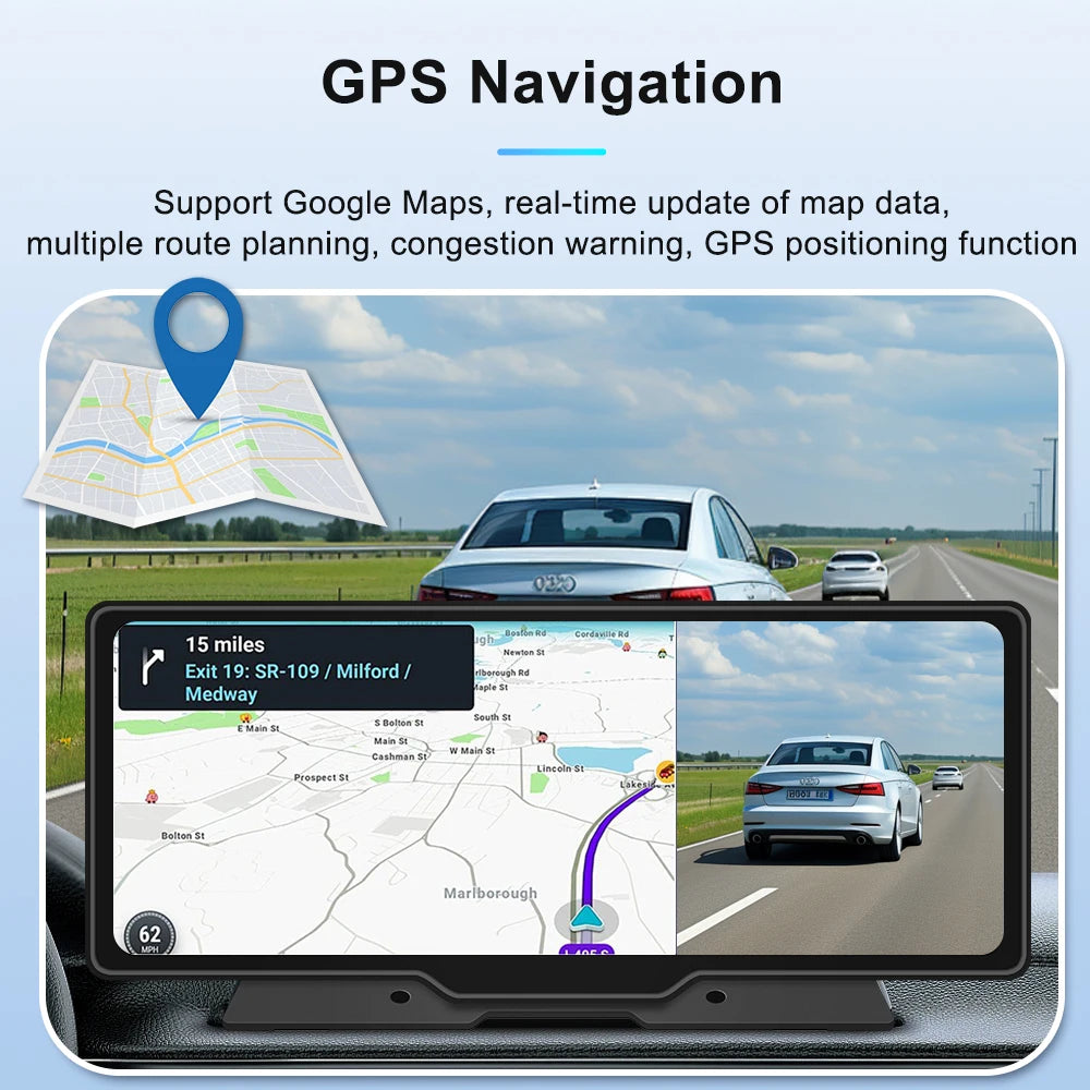 10.26 Inch Car Mirror Radio Multimedia Video Player Universal Wireless Carplay 5G Wifi BT High-performance CPU HDR QLED Screen