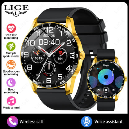 LIGE New 1.38" HD Smart Watch Men Bluetooth Call Men Women Watches Health Monitoring Sports Pedometer IP68 Waterproof Smartwatch