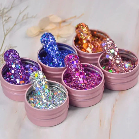 10g Laser Nail Glitter Flakes Mix-Hexagon Holographic Sparkly Powder Nail Art Decoration Loose Reflective Mermaid Chunky Sequins