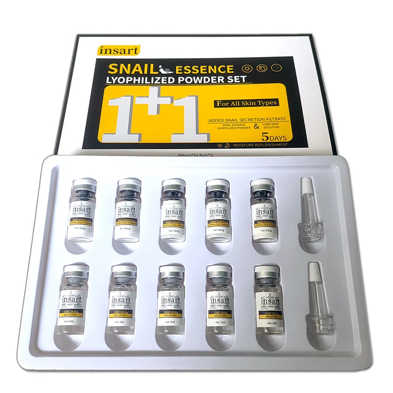 Anti-Aging Snail Essence Lyophilized Powder Set for Wrinkle Removal Hydrating Firming Skin Brighten Face Serum Korean Cosmetics