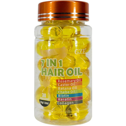 GZE 7-IN-1 Hair Oil Enriched With Rosemary Oil Castor Oil Batana Oil Chebe Oil Biotin Keratin Collagen Hydrating Smoothing