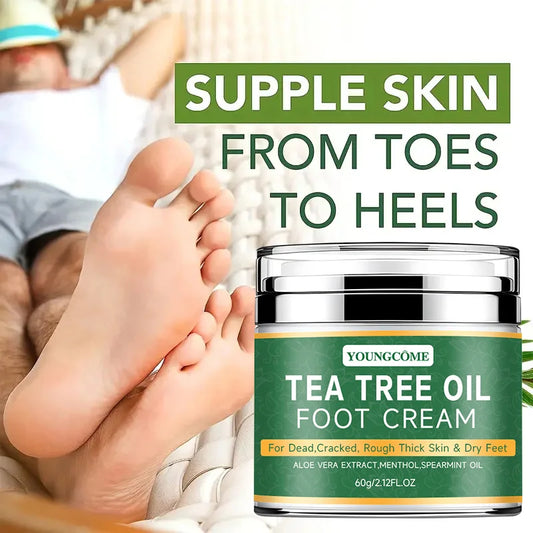 Foot moisturizer with aloe vera and tea tree oil to deeply nourish the skin, for dry and rough skin, daily hand and foot care