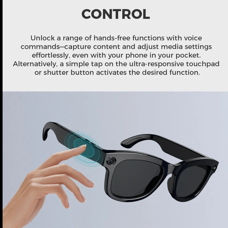 AI Smart Glasses Voice Assistant Translation 500W 1080P Camera Bluetooth Call Outdoor Sports Headsets Sunglasses For Men Women