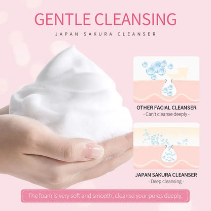 Japan Sakura Cleanser 100g Deep to Remove Dirt Oil and Make-up, with Prunus Lannesiana Flower Extract Moisturizing Heal Dry Skin