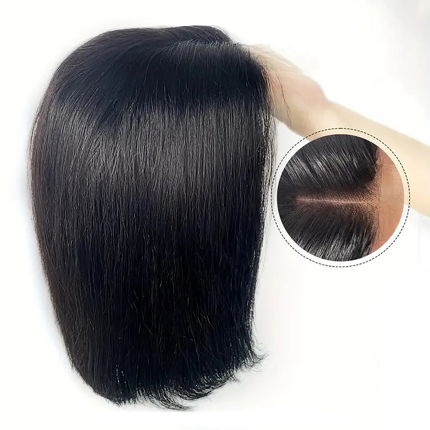 2×6 Lace Closure Wigs Human Hair Pre Plucked Brazilian Straight Human Hair Wig Middle Part Lace Front Bob Wigs For Women