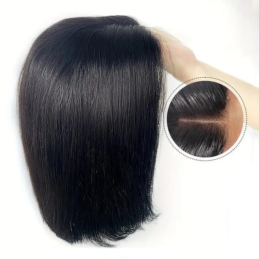 2×6 Lace Closure Wigs Human Hair Pre Plucked Brazilian Straight Human Hair Wig Middle Part Lace Front Bob Wigs For Women