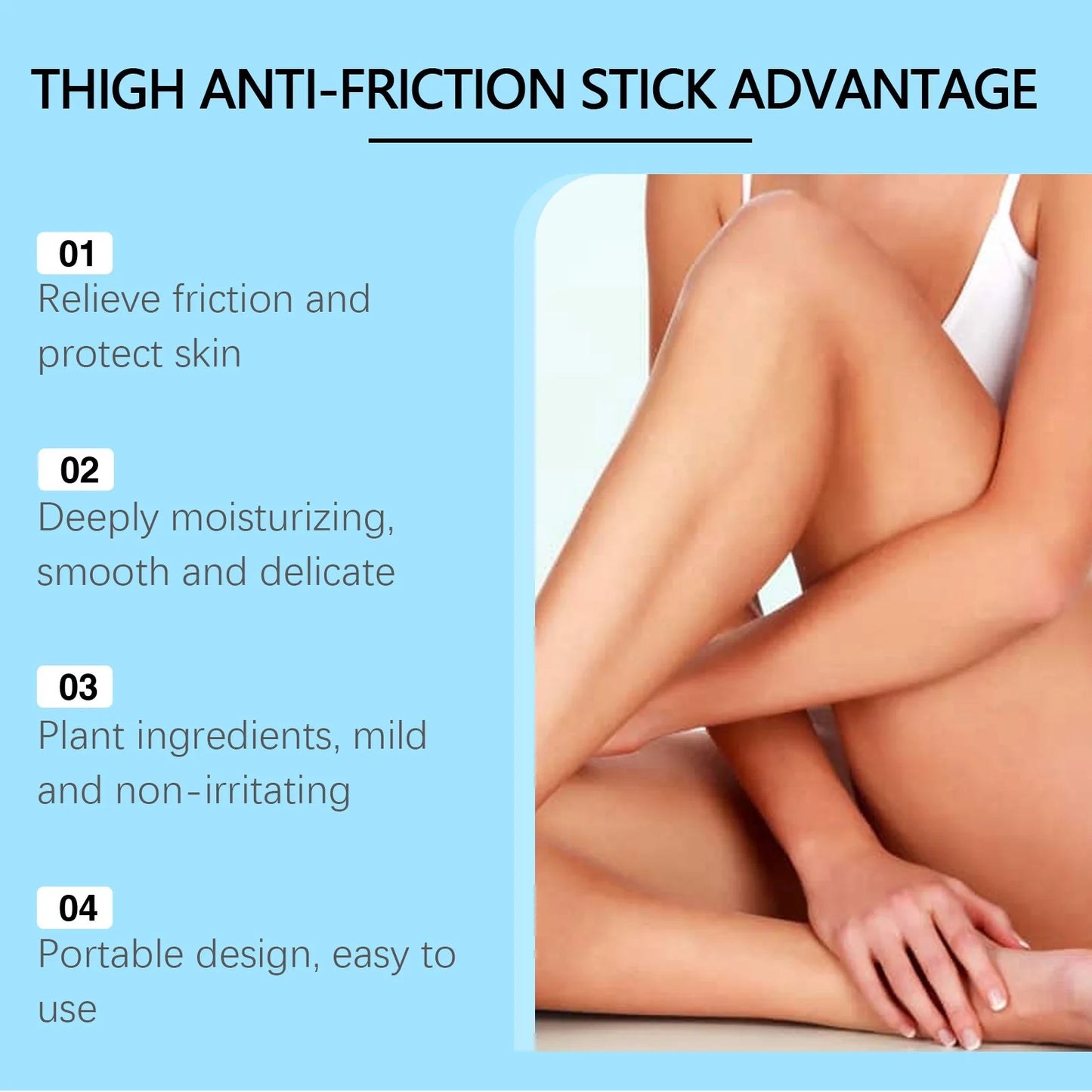 Jaysuing Thigh Smooth Anti-Friction Cream Stick Reduce Friction Reduce Inflammation for Running Cycling Anti Sweat Skin Cream