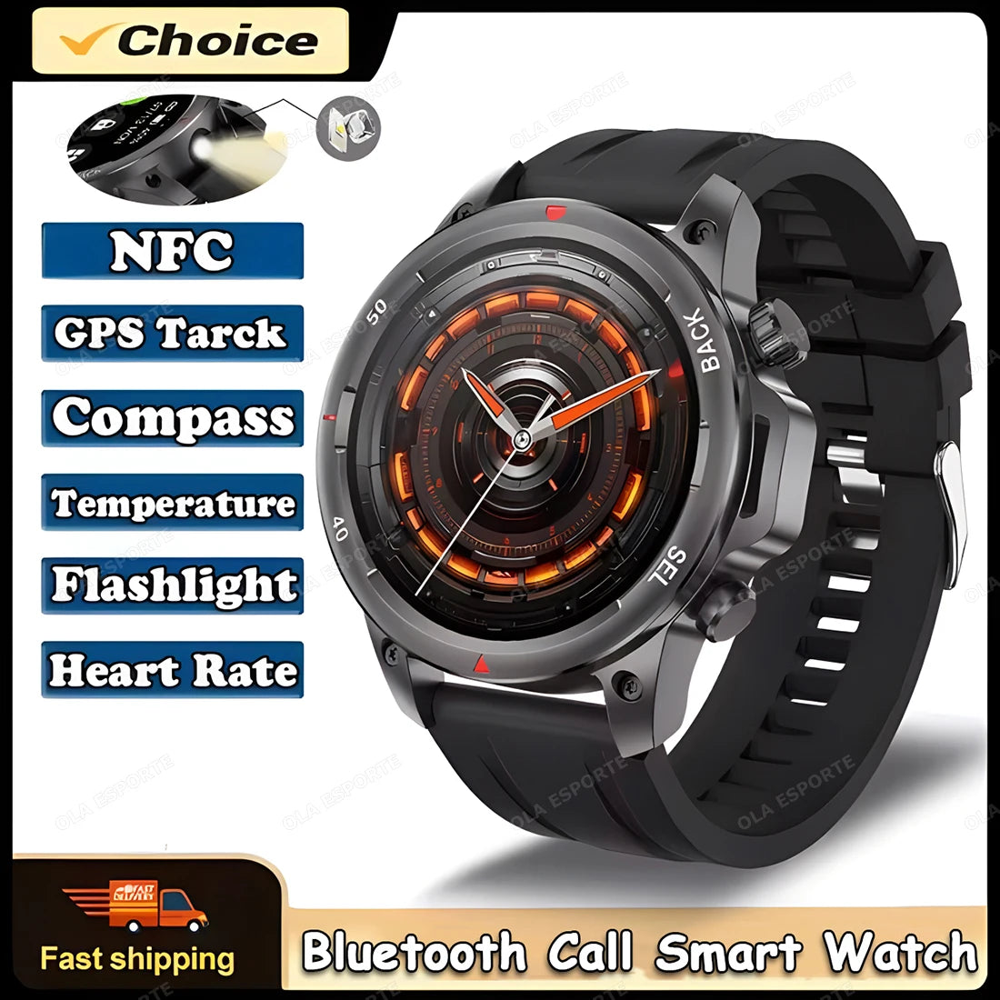 New GPS Sports Smart Watch Men 2025 AMOLED HD Screen Heart Rate NFC Watches Bluetooth Call Waterproof smartwatch For Android iOS