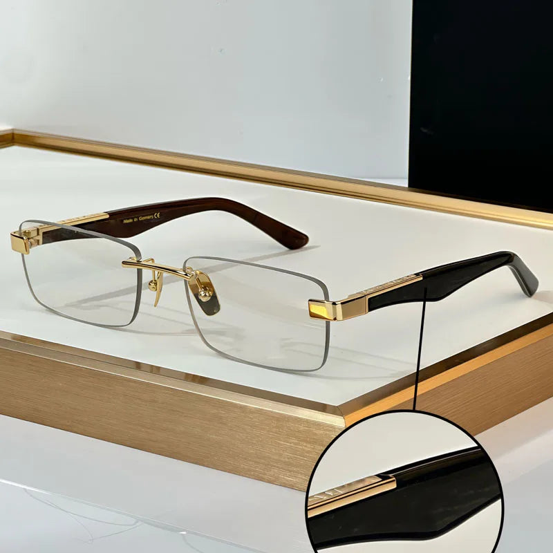 THE ARTIST III Designer Rimless Sunglasses Rectangle Men Alloy Acetate Germany Brand Trendy Classical High Quality Women UV400