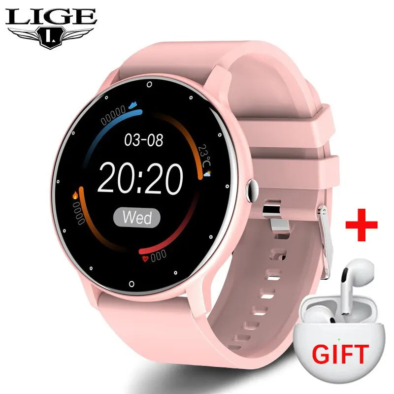 LIGE 2024 New Men Smart Watch Real-time Activity Tracker Heart Rate Monitor Sports Women Smart Watch Men Clock For Android IOS