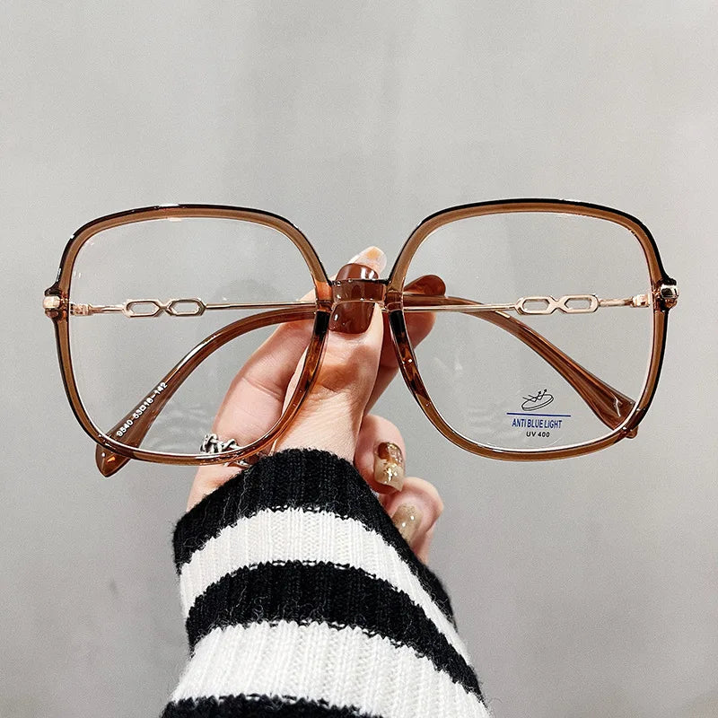 Big Square Shape Women's Glasses frame Korean Stylish Blue Light Blocking Eyeglass Frames TR90 Material Decorative Glasses