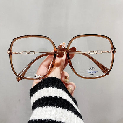 Big Square Shape Women's Glasses frame Korean Stylish Blue Light Blocking Eyeglass Frames TR90 Material Decorative Glasses