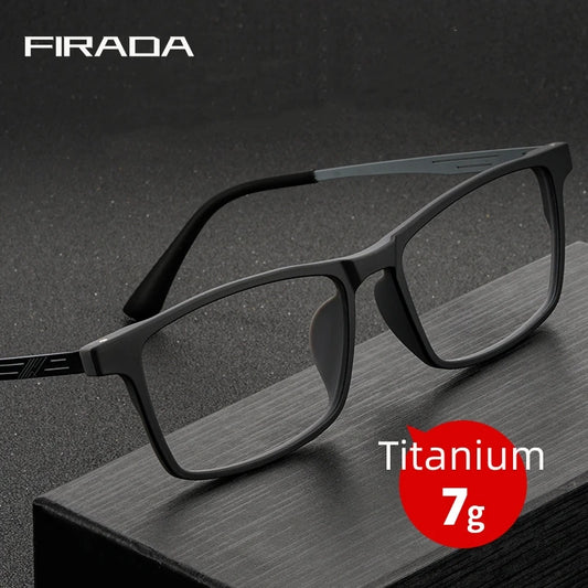 FIRADA Fashion Eyewear Vintage Square Titanium Eyeglasses New Myopia Optical Prescription Glasses Frame For Men And Women 8883