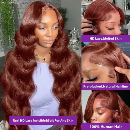 30 32 Inch Reddish Brown Hd Lace Front Human Hair Wigs Preplucked 13x4 Colored Human Hair 13x6 Lace Front Wigs Body Wave Wig