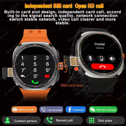 2025 New Smart Watch 8 Ultra GPS Compass NFC Function AMOLED HD Screen Bluetooth Call 5G SIM Card Sports Smartwatch Android IOS